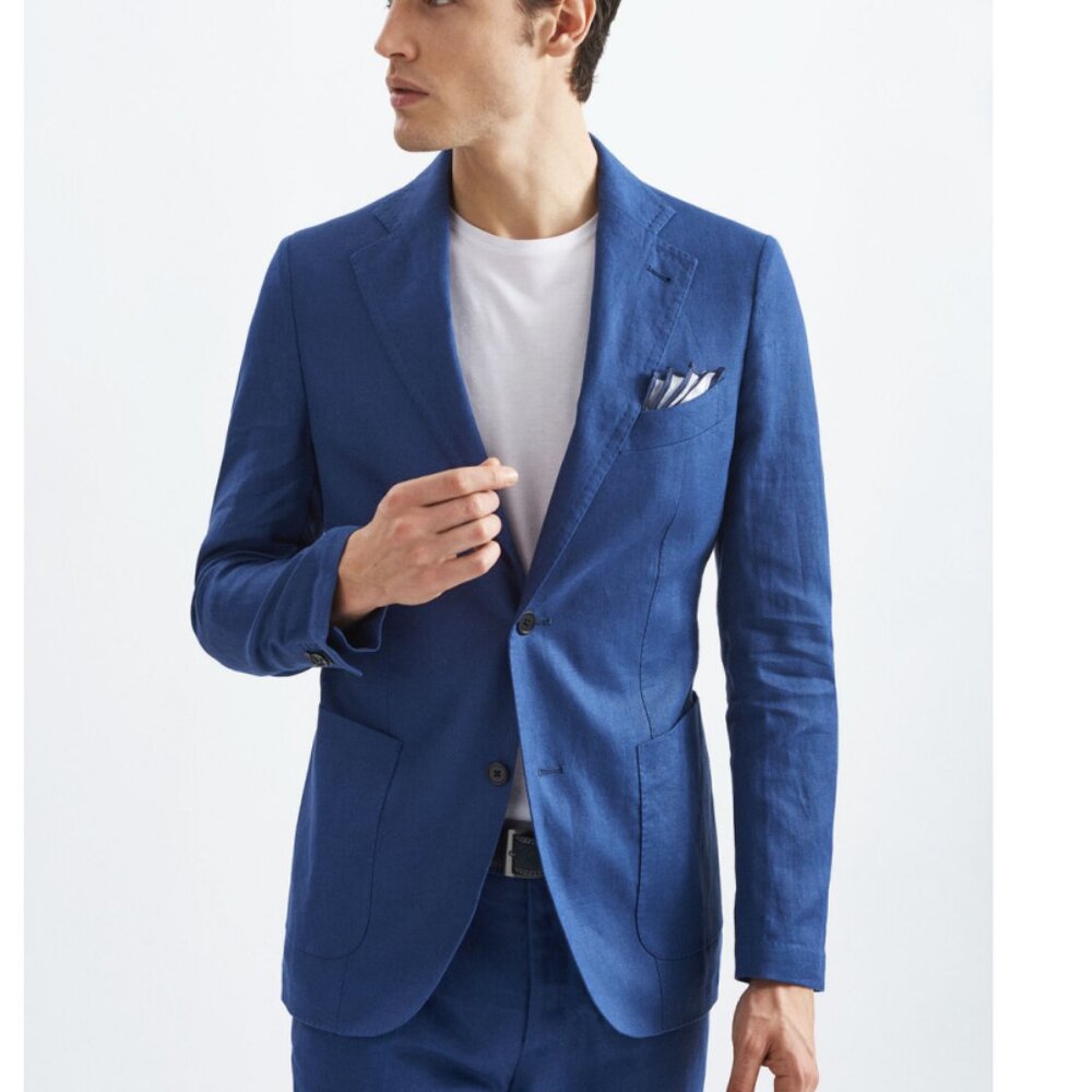 Gutteridge Pure Linen Suit Blazer Navy Size 50R